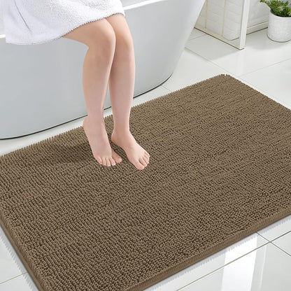 OLANLY Large Bathroom Rugs 44x32, Extra Soft Absorbent Chenille Bath Rugs | Tan, Quick-Drying Rubber Backing, Machine Washable Bath Mat for Bathroom Floor, Tub and Shower, Home Decor Accessories