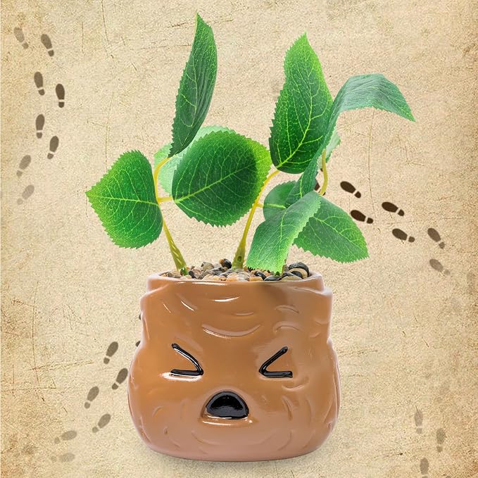 Silver Buffalo Harry Potter Mandrake Face, Artificial Faux Planter | Decorative, Greenery Plant in, Ceramic Pot