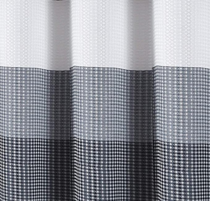 Dainty Home Waffle Weave Waterproof Shower Curtains, Navy 70" x 72", Bath Curtains, Shower Curtain Waterproof Fabric with 12 Roller Ball Hooks