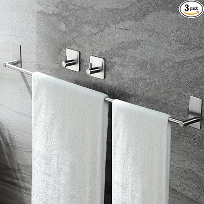Taozun Towel Bar - 32 Inch Towel Holder with 2 Packs Adhesive Hooks, Hand Towel Rack Stick on Wall, Stainless Steel Bathroom Hardware Accessory Kit