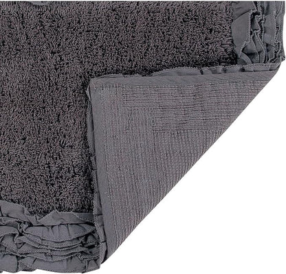 Better Trends Bath Rug 100% Cotton Non-Slip Bath Mat Soft Water Absorbent, Washable Rugs for Bedroom, Bathroom Floor Decor, Tub, Laundry Room Kitchen Rug, 21" x 34" White Shaggy Border Collection