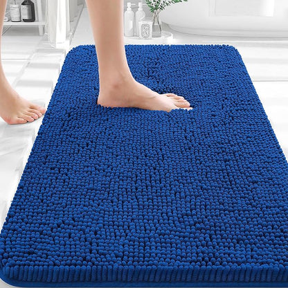 OLANLY Small Bathroom Rugs 30x18, Extra Soft Absorbent Chenille Bath Rugs | Royal Blue, Quick-Drying Rubber Backing, Machine Washable Bath Mat for Bathroom Floor, Tub and Shower, Home Decor Accessories