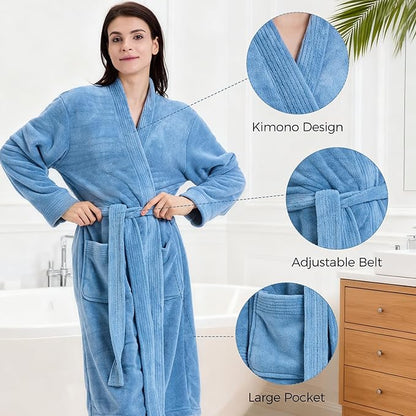 Towel Robe for Women – Soft Absorbent Kimono Bathrobe, Quick-Dry Spa Shower & Hotel Use