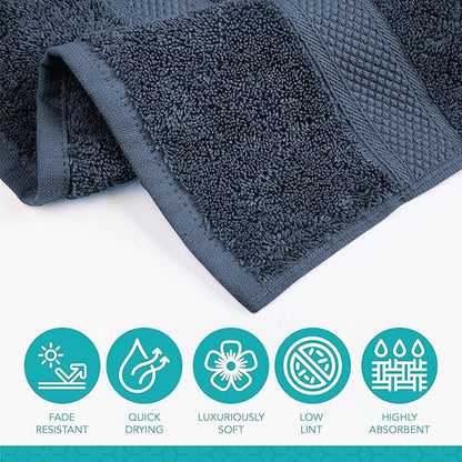 Pleasant Home Bath Towels Set of 6 (24” x 50”) 100% Cotton, 515 GSM | Lightweight, Soft & Highly Absorbent Luxury Towels for Bathroom | for Gym, Pool & Spa | 6 Pack, Navy