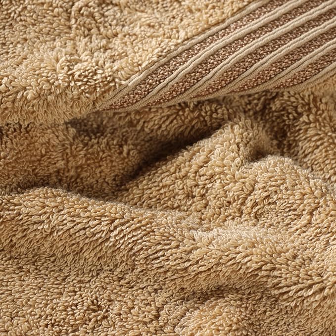 Superior Egyptian Cotton 9-Piece Towel Set, Assorted Towels for Home Bathroom, Guest Bath Decor Essentials, Includes 3 Bath, 3 Hand, 3 Face Towels/Washcloths, Quick Dry, Absorbent - Toast