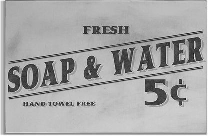 Renditions Gallery Fresh Soap & Water Sign Black Text Bathroom Décor Gallery Wrapped Canvas Wall Art, 12x18,