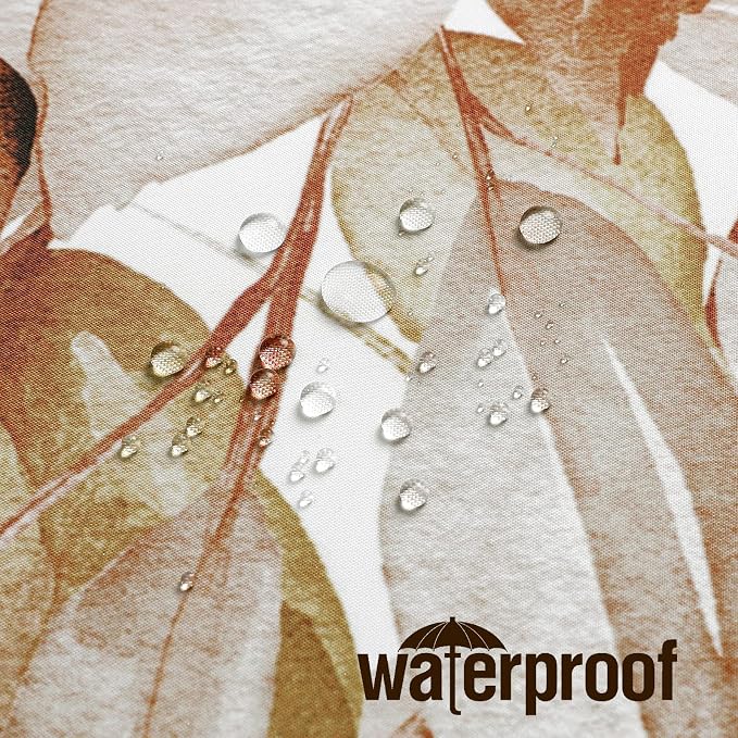 Brown Eucalyptus Shower Curtain, Watercolor Floral Print, 54x78 | Watercolor Plant Leaves Floral Print, Stall Waterproof Fabric Bathroom Decor, Machine Washable, Rustproof Grommets