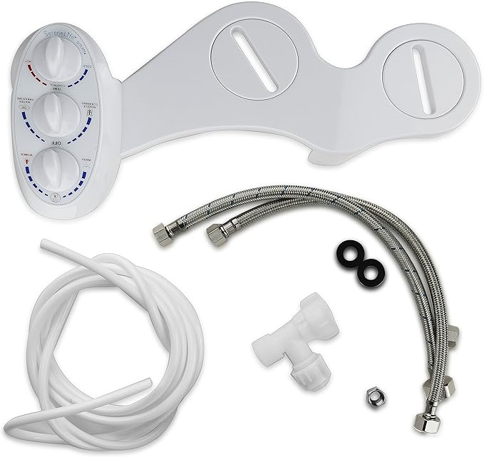 Serenelife Bathroom Bidet Seat Attachment - Fresh & Hot Water Adjustable Function with Plastic Sprayer for Full Cleaning - Standard Non-Electric Mechanical Self Clean Personal Hygiene