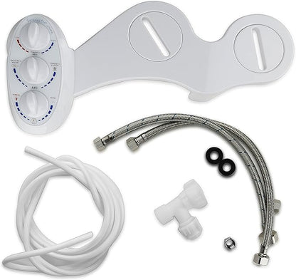 Serenelife Bathroom Bidet Seat Attachment - Fresh & Hot Water Adjustable Function with Plastic Sprayer for Full Cleaning - Standard Non-Electric Mechanical Self Clean Personal Hygiene