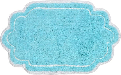 Home Weavers Allure Collection 100% Cotton Tufted Bathroom Rug, Soft and Absorbent Bath Rugs, Non-Slip Bath Carpet, Machine Wash Dry Bath Mats for Bathroom Floor, 21"x34" Bath Rug, Turquoise