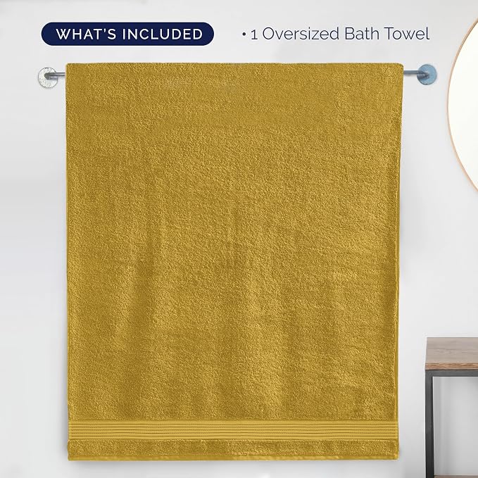 Elegant Comfort Premium Super Soft Highly Absorbent 1 Piece Oversized Bath Sheet - 40" x 80" inch, Luxurious Hotel Spa Quality 100% Turkish Cotton Extra Large Bath Towels for Adults, Gold
