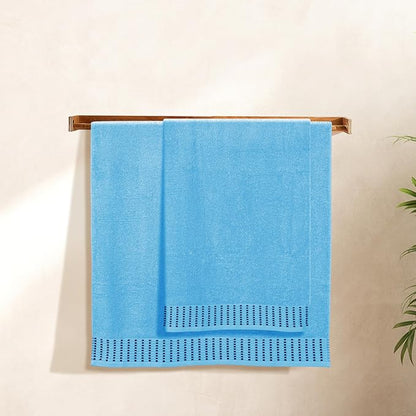Cotton 2 Pack Oversized Bath Towel Set 28x55 inches, Large Bath Towels, Ultra Absorbant Compact Quickdry & Lightweight Towel, Ideal for Gym Travel Camp Pool - Sky Blue