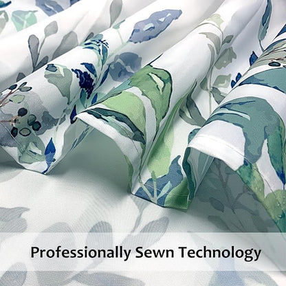 120GSM Shower Curtain Blue Eucalyptus Shower Curtains for Bathroom, Waterproof Leaf Shower Curtain Sets,Leaves Fabric Cloth Bathroom Curtains 72x72 inch with Hooks