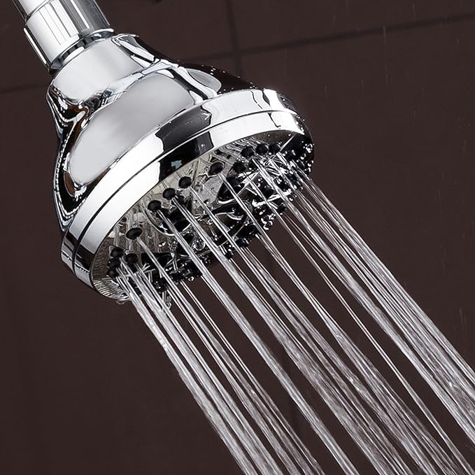 AquaDance Chrome Finish 6-Setting Shower Head for Maximum Power. Enjoy 1.8 GPM Spiral High Performance Luxury Even Under Low Water Pressure
