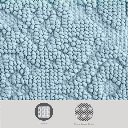 Jean Pierre – Ricardo Bath Mats, Set of 2 Woven Fringe Bathroom Rugs, 100% Cotton, Premium Bathroom Decor - Measures 17" x 31" and 21” x 41”- Light Blue