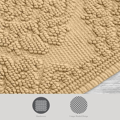 Jean Pierre - Ricardo Bath Mat, Woven Fringe Bathroom Rugs, 100% Cotton, Premium Bathroom Decor - Measures 17" x 31" - Linen
