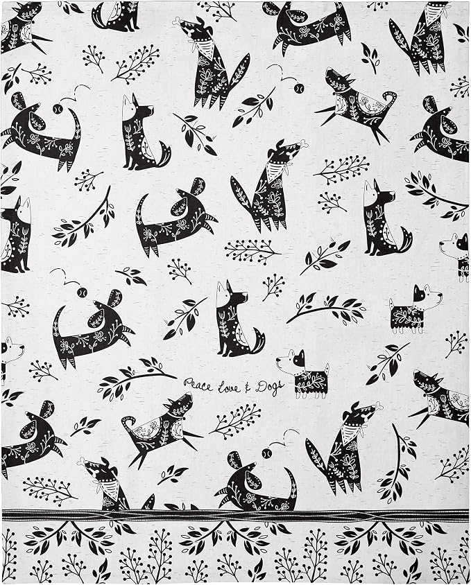 Karma Gifts Black and White Boho Tea Towel, Dog, 28" L x 20" W