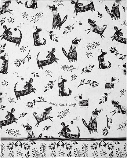 Karma Gifts Black and White Boho Tea Towel, Dog, 28" L x 20" W