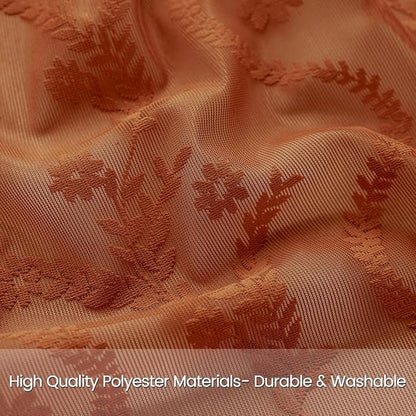 WAZZIO Bunrt Orange Lace Shower Curtain for Bathroom 72" W x 84" L, Victorian Farmhouse Floral Pattern Tassel Fancy Shower Curtain Boho Washable Cloth Decorative Bath Curtains,1 Panel