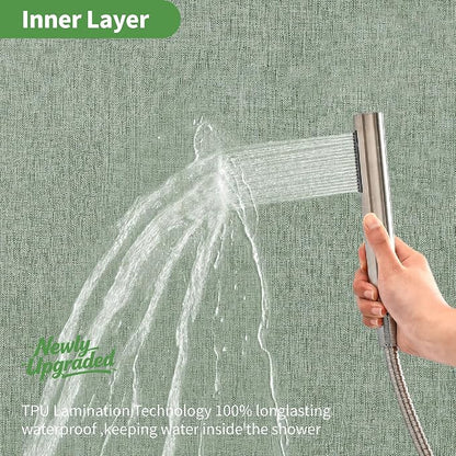 Long No Hooks & No Liner Needed Fabric Shower Curtain,71x86,SageGreen | Linen Texture,100% Waterproof TPU Laminated Layer,Bottom Magnets,Machine Washable,Hotel Style Bathroom Curtain For Shower,Tub