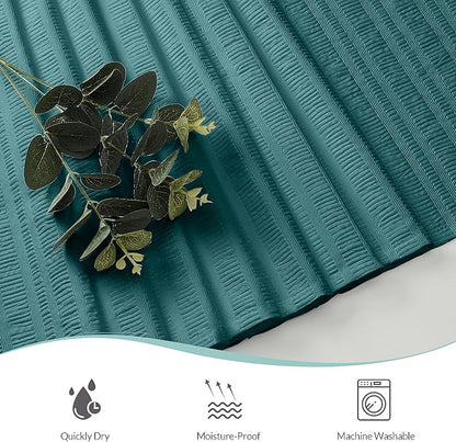 Aiyufeng Turquoiser Shower Curtain for Bathroom, Embossed Textured Fabric Shower Curtain for Bathroom - Soft Cloth & Hotel Spa, Machine Washable, 72X96, Turquoiser
