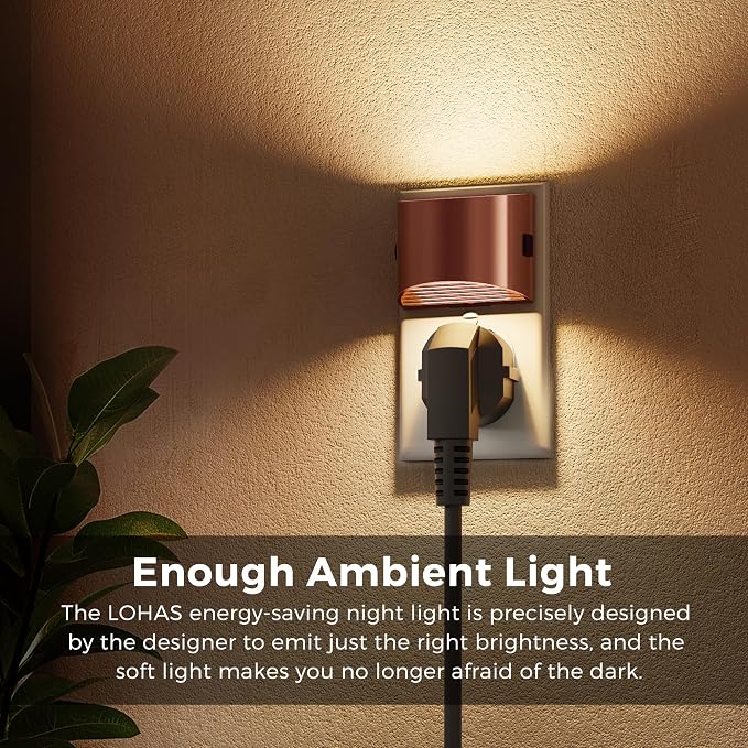 L LOHAS LED Night Lights Plug into Wall, Dimmable Night Light 2 Pack | Plug in Night Light with 3 Level Brightness, 3000K Soft White, Rose Gold Housing