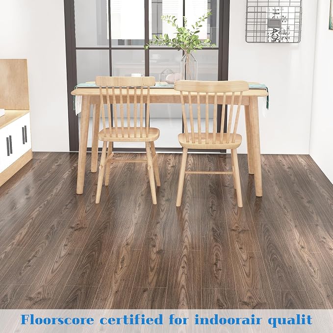 Lareko Peel and Stick Floor Tile, Waterproof Vinyl Plank Flooring | 12-Pack 18 Sq.Ft Self-Adhesive Laminate Vinyl Tiles,Realistic Wood Grain for DIY Bathroom, Laundry Room & Rental Upgrades