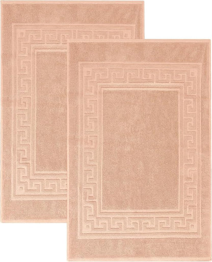 Superior Heavyweight Cotton Bath Mats, Bath Rugs For Bathroom Accessories, Washable Rug For Shower, Bath, Toilet, Modern Decor, No Backing, Luxury Hotel And Spa Quality, Set of 2, 22" x 35", Peach