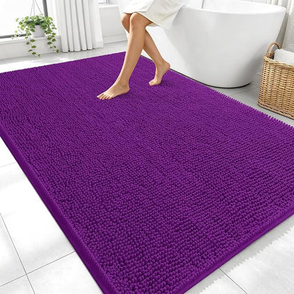 OLANLY Large Bathroom Rugs 70x46, Extra Soft Absorbent Chenille Bath Rugs | Purple, Quick-Drying Rubber Backing, Machine Washable Bath Mat for Bathroom Floor, Tub and Shower, Home Decor Accessories