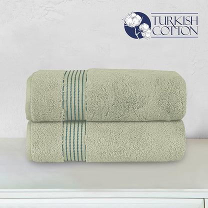 Elegant Comfort Premium Turkish Cotton 2 Pack Bath Towel Set - 27 x 54 inch, Luxurious Hotel Spa Quality 100% Turkish Cotton 2PC Bath Towel Set - Highly Absorbent - Soft Bathroom Towels, Mint Green