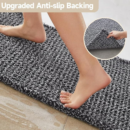 TYUU Waffle Bath Mat, Small Boho Bathroom Rugs Non Slip 24x16 Black & White | Super Absorbent Quick Dry Bath Rug, Non-Slip Backing, Soft Waffle Washable Farmhouse Bathroom Mats, Tub, Shower & Home Decor