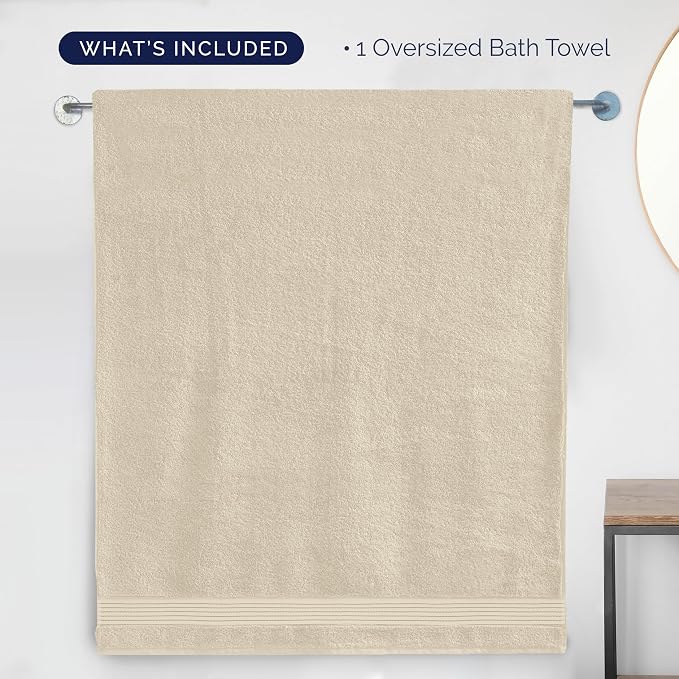 Elegant Comfort Premium Super Soft Highly Absorbent 1 Piece Oversized Bath Sheet - 40" x 80" inch, Luxurious Hotel Spa Quality 100% Turkish Cotton Extra Large Bath Towels for Adults, Ivory