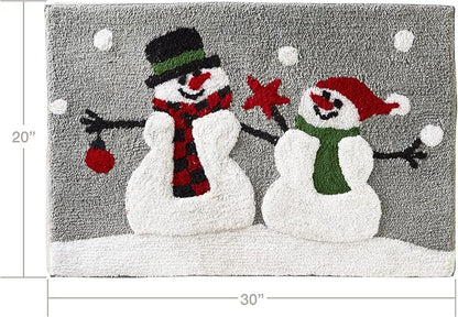SKL Home Christmas Woodland Winter Snowman Bath Rug, 20" x 30", Multi | Ultra-plush & absorbent. Anti-slip Latex backing. Great for the bathroom, kitchen & more. Machine washable.