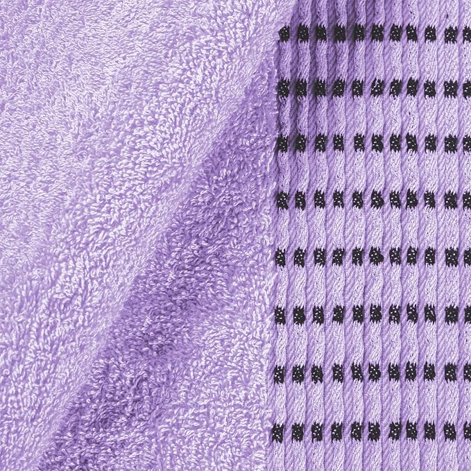 Ultra Soft 6 Pack Cotton Towel Set, Contains 2 Bath Towels 28x55 inch, 2 Hand Towels 16x24 inch & 2 Wash Cloths 12x12 inch, Ideal Everyday use, Compact & Lightweight - Purple