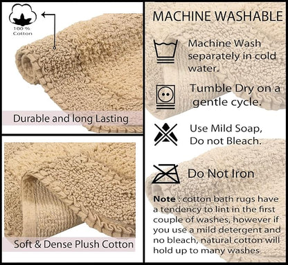 Home Weavers Radiant Collection 100% Cotton Bathroom Rugs Set, Washable Rug, Soft Cotton Extra Soft and Absorbent Bath Rug, Kitchen Mat, Bath Mat Set, Bath Floor Mat Non Slip, 20"x20" Contour, Linen