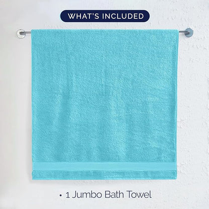 Elegant Comfort Premium Turkish Cotton 1 Piece Jumbo Bath Towel - 35 x 70 inch, Luxurious Hotel Spa Quality 100% Turkish Cotton Large Bath Towel - Highly Absorbent - Soft Bathroom Towel, Aqua