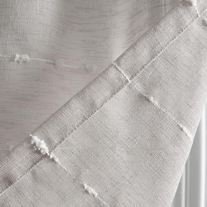 Lush Decor Farmhouse Textured Sheer Window Curtain Valance, 52"W x18"L, Gray