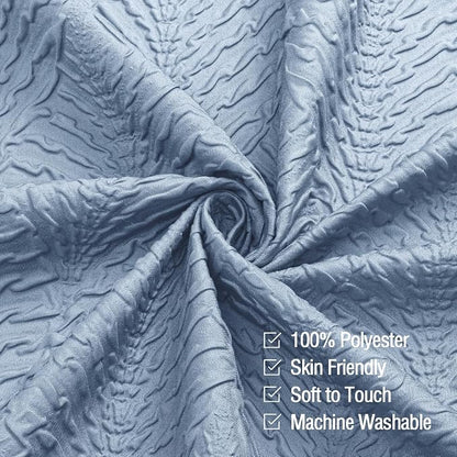 72x78 Long Shower Curtain, Ombre Fog Blue 3D Embossed Half Bath Curtain