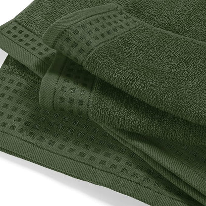 GLAMBURG Ultra Soft 4 Pack Oversized Bath Towel Set 27x54 inches, 100% Cotton Bath Towels, Highly Absorbant Compact Quickdry & Lightweight Towel, Ideal for Gym Travel Camp Pool - Olive Green