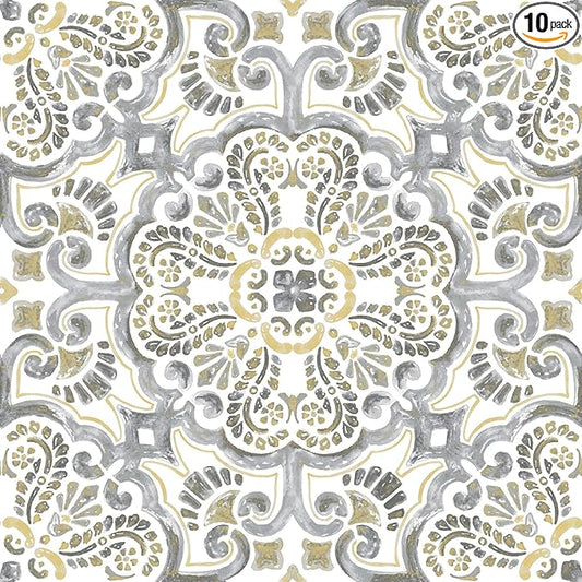 FloorPops FP2947 Antico Peel & Stick Floor Tiles, Multicolor