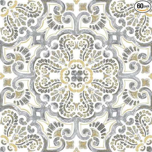 FloorPops FP2947 Antico Peel & Stick Floor Tiles, Multicolor (Pack of 6)