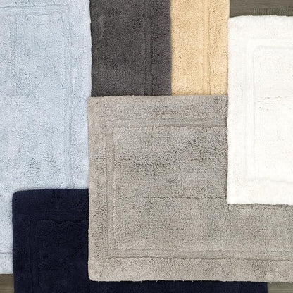 Jean Pierre New York Lydia Border 100% Cotton Bath Mat 2-Piece Set - Non-Slip Bath Rug - Ivory - 17"x24" & 20" x 32"