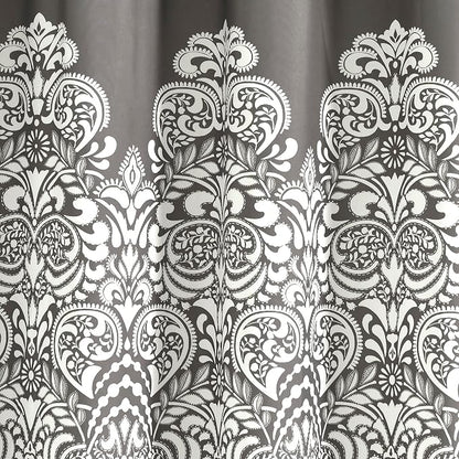 Lush Decor Boho Medallion Shower Curtain Single 72" W x 72" L Dark Gray - Boho Shower Curtains for Bathroom Decor - Gray Bathroom Curtain