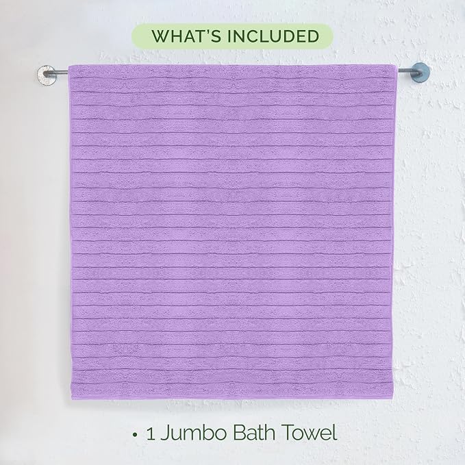 Elegant Comfort 100% Turkish Cotton Corduroy Ribbed Luxury Jumbo Bath Towel Ultra Soft - 35 x 70 Inch - Luxury Spa Premium Hotel Quality Highly Absorbent and Quick Dry Large Bath Towel, Lilac