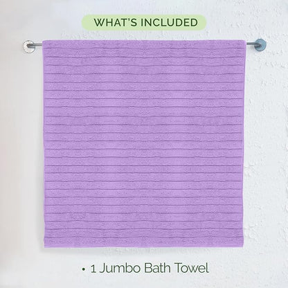 Elegant Comfort 100% Turkish Cotton Corduroy Ribbed Luxury Jumbo Bath Towel Ultra Soft - 35 x 70 Inch - Luxury Spa Premium Hotel Quality Highly Absorbent and Quick Dry Large Bath Towel, Lilac