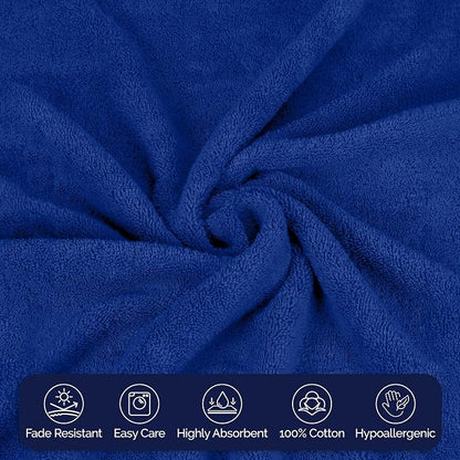 Elegant Comfort Premium Turkish Cotton 4 Pack Hand Towel Set - 16 x 28 inch, Luxurious Hotel Spa Quality 100% Turkish Cotton 4PC Hand Towel Set - Highly Absorbent - Soft Bathroom Towels, Royal Blue