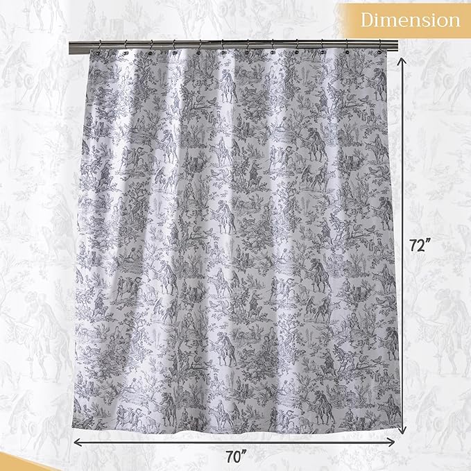 Maison d' Hermine Shower Curtain 100% Cotton One Panel 70"x72" Washable Fabric Shower Curtains for Bathroom, Easy Hanging with 12 Button Holes - Spa Easter Gifts (The Miller - Paloma Grey)