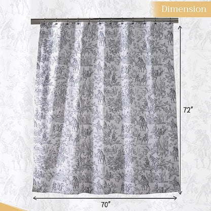 Maison d' Hermine Shower Curtain 100% Cotton One Panel 70"x72" Washable Fabric Shower Curtains for Bathroom, Easy Hanging with 12 Button Holes - Spa Easter Gifts (The Miller - Paloma Grey)