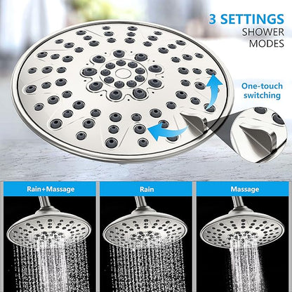 EMBATHER Shower Faucets Sets Complete, with 3 Setting High Pressure Shower Head Combo, Bathroom Wall Mounted Rainfall Shower System Fixtures with 8-Mode Handheld Spray, Brushed Nickel