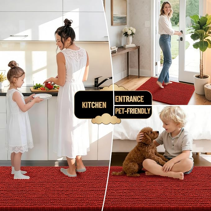 OLANLY Thick Chenille Bathroom Runner Rugs Mats 44x24, Rustic Terracotta | Soft Absorbent Bath Rugs, Rubber Backing, Machine Wash Dry, Bath Mats for Bathroom, Tub and Shower, Home Decor Accessories